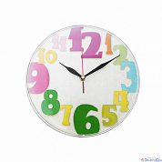 Часы настенные, круг, арабский циферблат, цвет белый, пластик, Ø25см, PL1712034  Apeyron