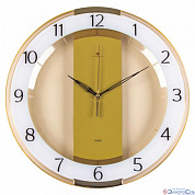Часы настенные круг со вставками d=34 см, корпус прозрачный коричневый "Классика" 