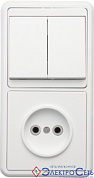 Блок комбинированный белый, выключатель 2кл + розетка б/з IP20 БЕЛЛА Кунцево