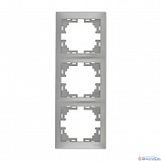 Рамка 3п вертикальная металлик серый MIRA
