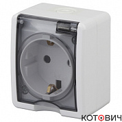 Розетка 1п с/з белый с крышкой IP54 Эра