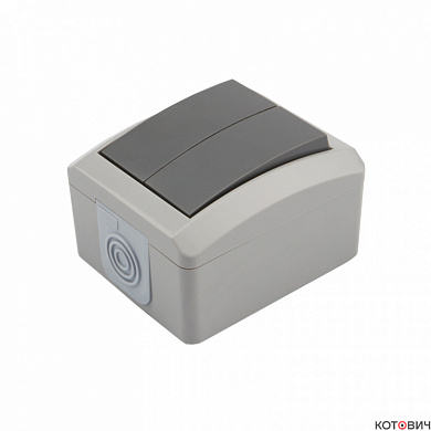 Выключатель 2кл серый IP54 KRANZ INDUSTRIAL