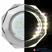 Светильник точечный GX53 хром-хром зерк H4 Glass 8-уг  Ecola