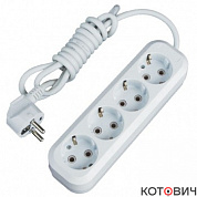 Удлинитель  4гн, 3м, с/з, белый, 13А/3,0кВт ПВС 3Х1 "Эксперт" EKF 