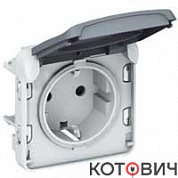 Розетка механизм 1п с/з серый с защитной крышкой Plexo Leg 69571