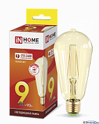 Лампа  E27  LED  Конус   9W  3000K,  золотистая колба  810Lm  220V  LED-ST64-deco gold  IN HOME