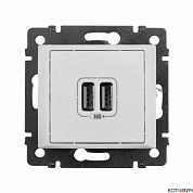 Розетка механизм 1п USB 2 гнезда белый  VALENA 770470