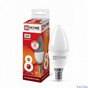 Лампа  E14  LED  Свеча    8W  6500K  C37  FR  600Lm  230V  VC  IN HOME