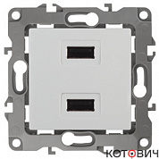Розетка механизм 1п USB 2 гнезда белый Эра 