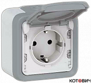 Розетка 1п с/з серый с защитной крышкой IP55 Plexo Leg 069733