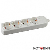 Колодка 4гн, c/з, белый, 16A,  К-4е ЭРА