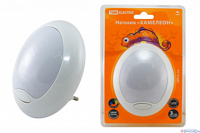 Светильник ночник LED Хамелеон 0.5W D95  с выкл. белый TDM