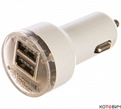 Автозарядка в прикуриватель 2 USB с индикацией (1000+2100mA) белая REXANT
