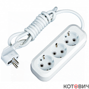 Удлинитель  3гн, 3м, с/з, белый, 16А/3,5кВт  ПВС 3х1 "Эксперт" EKF
