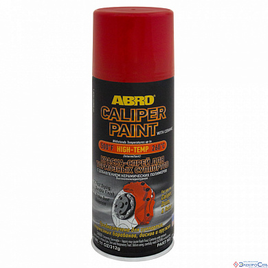 Краска-спрей для тормозных суппортов с добавлением керамических полимеров (красная) ABRO