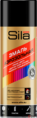 Краска-спрей акриловая SILA HOME (чёрный глянцевый), 520мл
