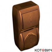 Блок комбинированный о/у сосна вертикальный с крышкой, выключатель 1кл + розетка с/з IP20 NATA