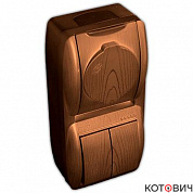 Блок комбинированный о/у сосна вертикальный с крышкой, выключатель 2кл + розетка с/з IP20 NATA