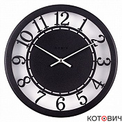 Часы настенные 3203-001 металл+матовое стекло чёрный d32см Классика  Рубин