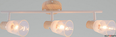Спот  3*E14 40W AU21603/3 WOOD+WH белый+дерево