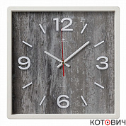 Часы настенные 3028-009 квадрат корпус белый  Структура дерева 30*30см Рубин 