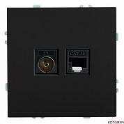 Розетка механизм 1п TV + информационная черный уголь RST00-5106-05 Эмили soft touch