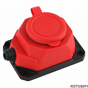 Колодка каучуковая, с/з, 1гн, 230В, 16A,  IP44, красная, K-1e-RED ЭРА