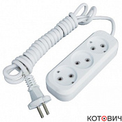 Удлинитель  3гн, 2м, б/з, белый, 10А/2,2кВт  ПВС 2х0,75 "Эксперт" EKF 