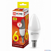Лампа  E14  LED  Свеча    6W  3000K  C37  FR  480Lm  230V  VC   IN HOME