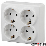 Розетка 4п с/з белый со шторками Эра