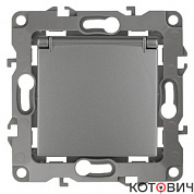 Розетка механизм 1п с/з графит с защитными шторками и крышкой Эра