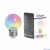 Лампа  для белт-лайт  E27  LED   3W  RGB   230V  G60 LB-371 прозрачный плавная смена цвета Feron