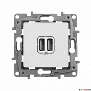 Розетка механизм 1п USB 2 гнезда белый ETIKA 672294