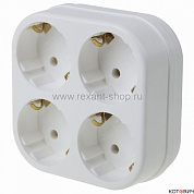 Разветвитель 4гн. с/з, белый 16А  REXANT