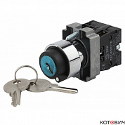 Переключатель 2P черный       LAY5-BG45   220В 1NO+1NC б/подсв с замком возвр IP40 ЭРА