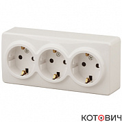 Розетка 3п с/з слоновая кость Эра