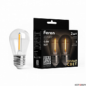 Лампа  для белт-лайт  E27  LED   0,5W  2700K  230V  S14 прозрачная 3 режима работы, LB-384 Feron