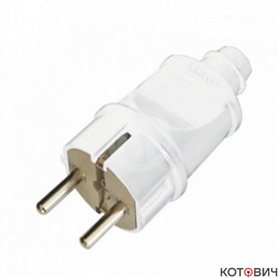 Вилка с/з, прямая, белая, 16А EKF
