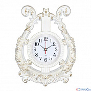 Часы настенные в форме Арфы 28х37см, корпус белый с золотом "Класс
