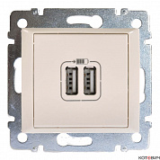 Розетка механизм 1п USB 2 гнезда слоновая кость VALENA 774170