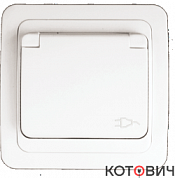 Розетка 1п с/з белый с защитной крышкой Лондон ЭКФ