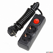 Удлинитель  2гн, 3м, с/з, черный, с выкл., 16А/3,5кВт ПВС 3х1, S-GCD2-3B BLACK UNIEL Standart