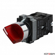 Переключатель 2P красный     LAY5-BK2365   220В 1NO+1NC б/подсв  короткая ручка с фиксацией IP40 Эра