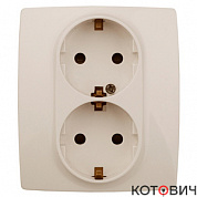 Розетка механизм 2п с/з слоновая кость с защитными шторками Эра