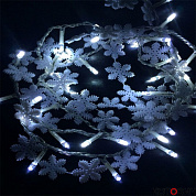 Гирлянда LED,  нить, Снежинки, IP20, бел, 1,5м, прозр.пр, 30LED Ле Флэш