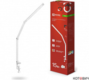 Светильник настольный LED 15W PLUS ССC-02Б 3000-6500К 600Лм USB, с адаптером, струбц БЕЛЫЙ IN HOME 