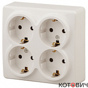 Розетка 4п с/з слоновая кость со шторками Эра
