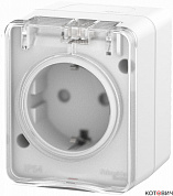 Розетка 1п с/з белый с защитныи шторками и крышкой IP54 AtlasDesign Profi54 ATN540145