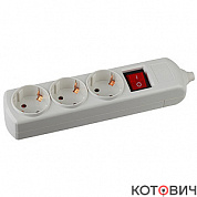 Колодка 3гн, c/з, белый, 16A, с выкл. К-3еs ЭРА