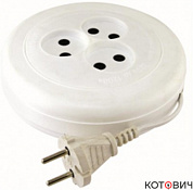 Удлинитель-рулетка 3гн, 5м, б/з, белый 1300Вт UR(6)-3-5m/УХ6-103 ЭРА